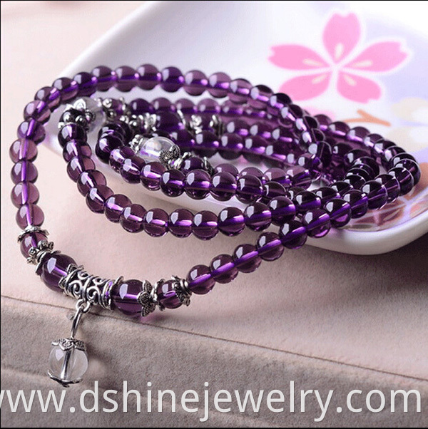 Multilayers Amethyst Crystal Bracelet